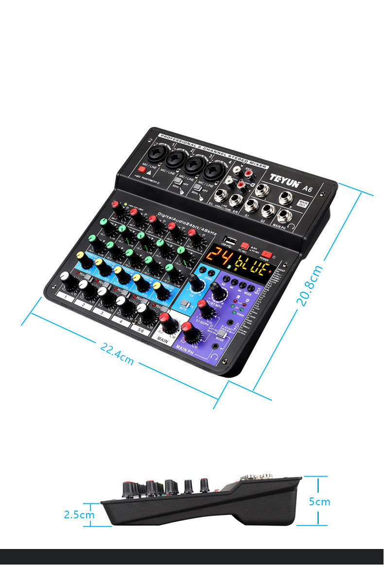 Teyun A6 6-Channel Audio Mixer