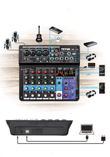 Teyun A6 6-Channel Audio Mixer