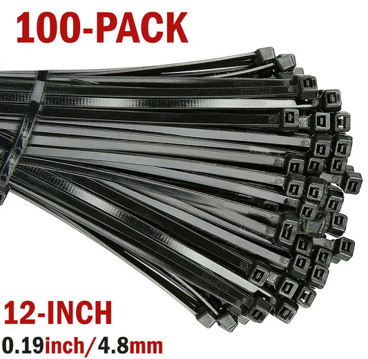 KT Deals Black Zip Ties [100 Pack]