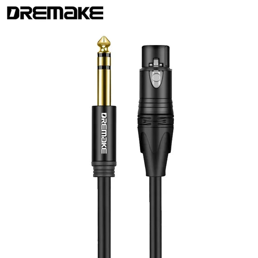 DREMAKE 6.35mm (1/4 Inch) TS/TRS Jack to XLR Female Cable
