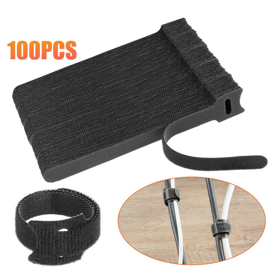 100pcs Hook and Loop Fastener (Velcro) Cable Ties