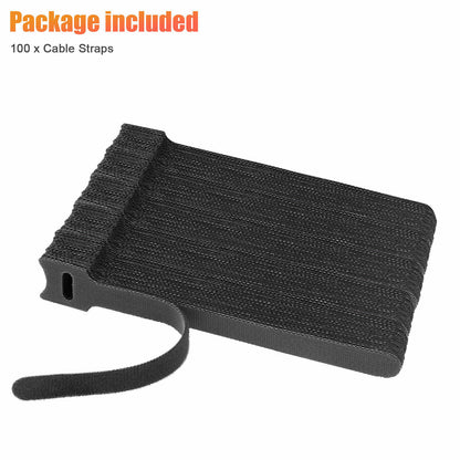 100pcs Hook and Loop Fastener (Velcro) Cable Ties